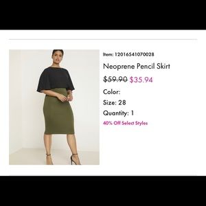 ELOQUII Neoprene Pencil Skirt - Olive